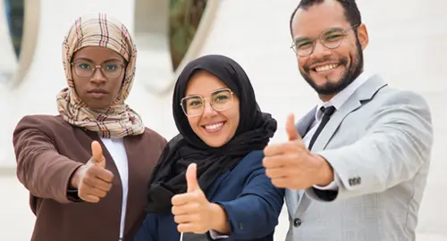 Adult students learning Spoken Arabic in a class at Excellence Training Centre, Doha